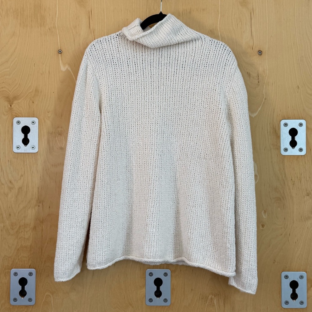 Eileen Fisher Cream Cowl Neck Sweater Cozy Knit